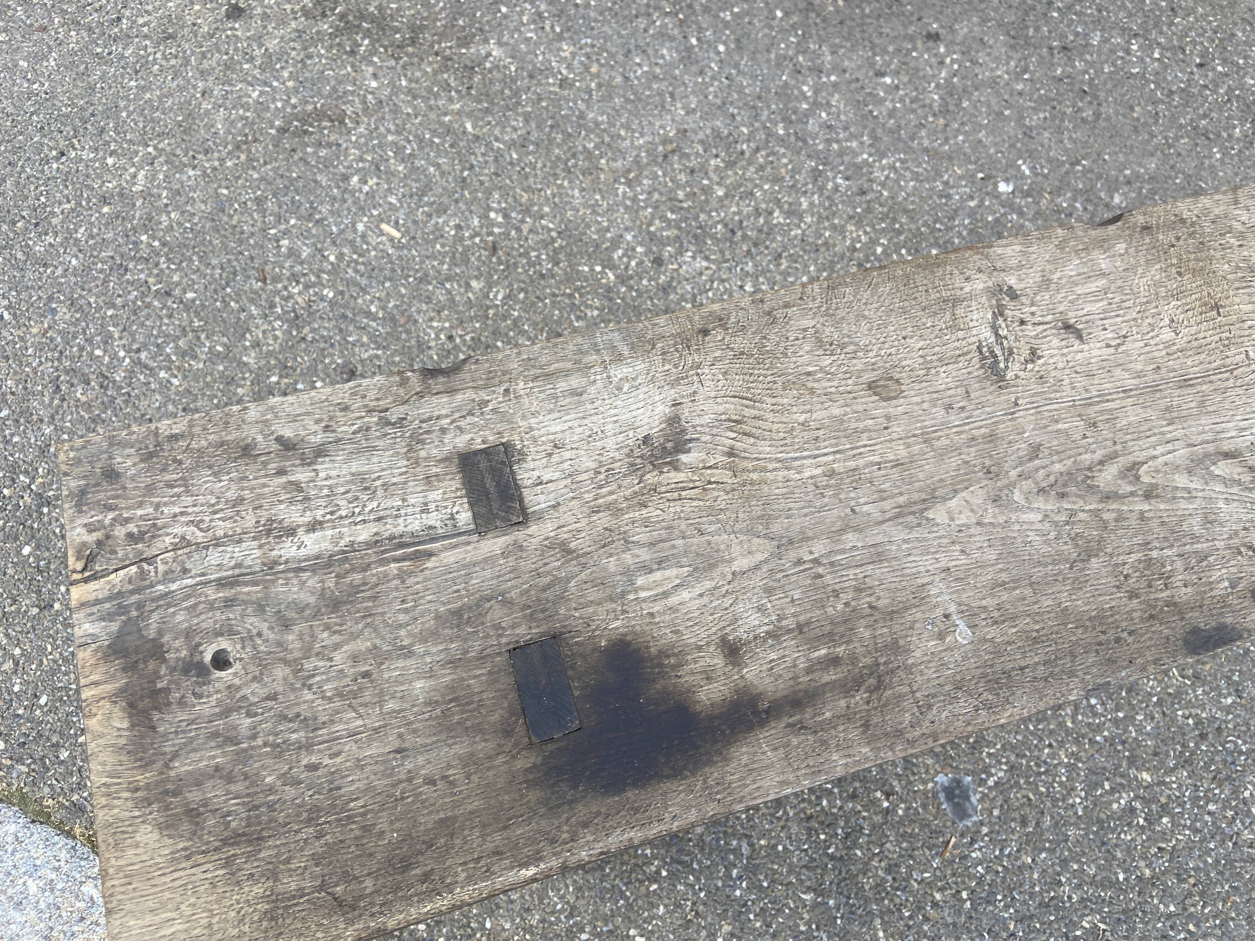 Rustic oak farm bench 1900s