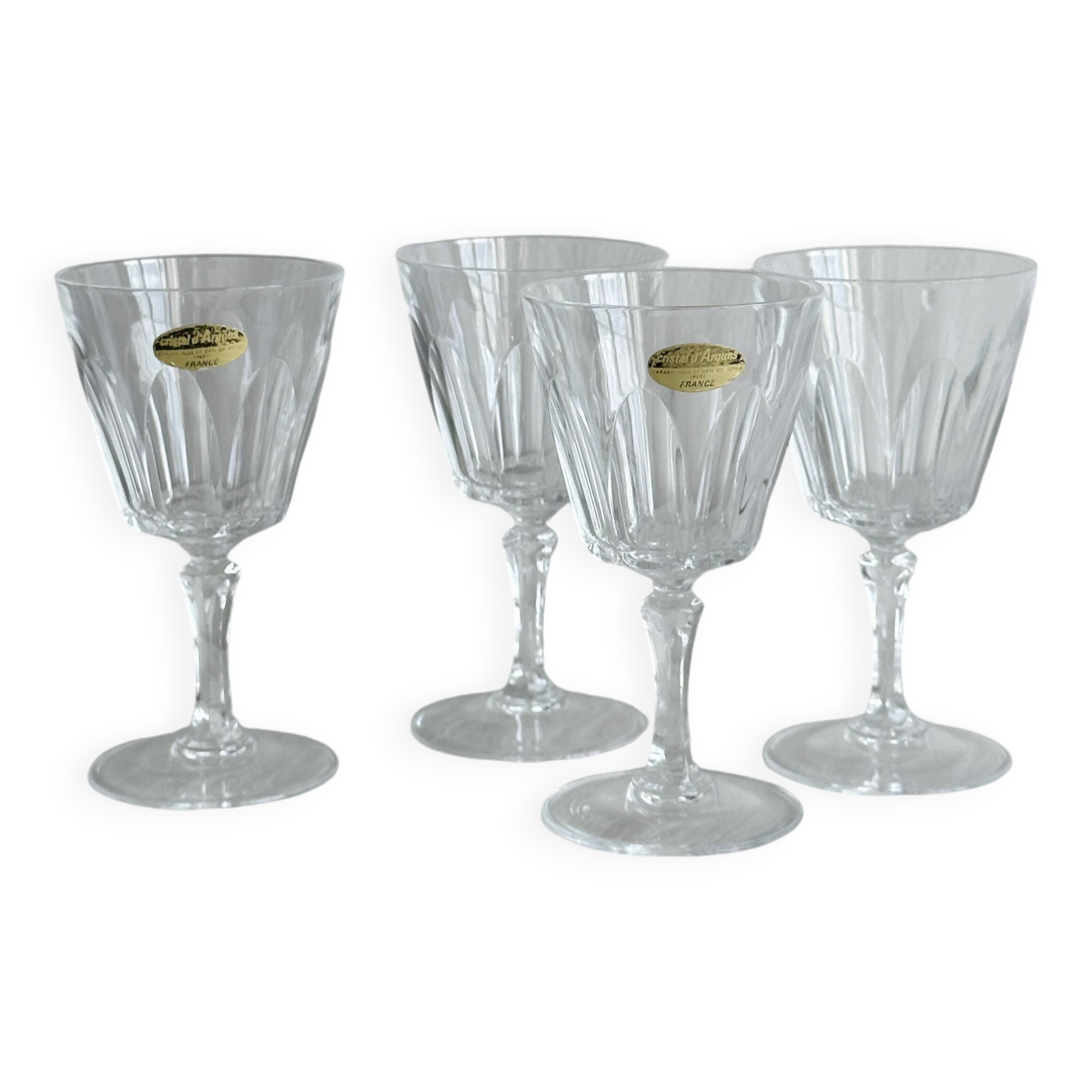 4 vintage crystal liqueur glasses