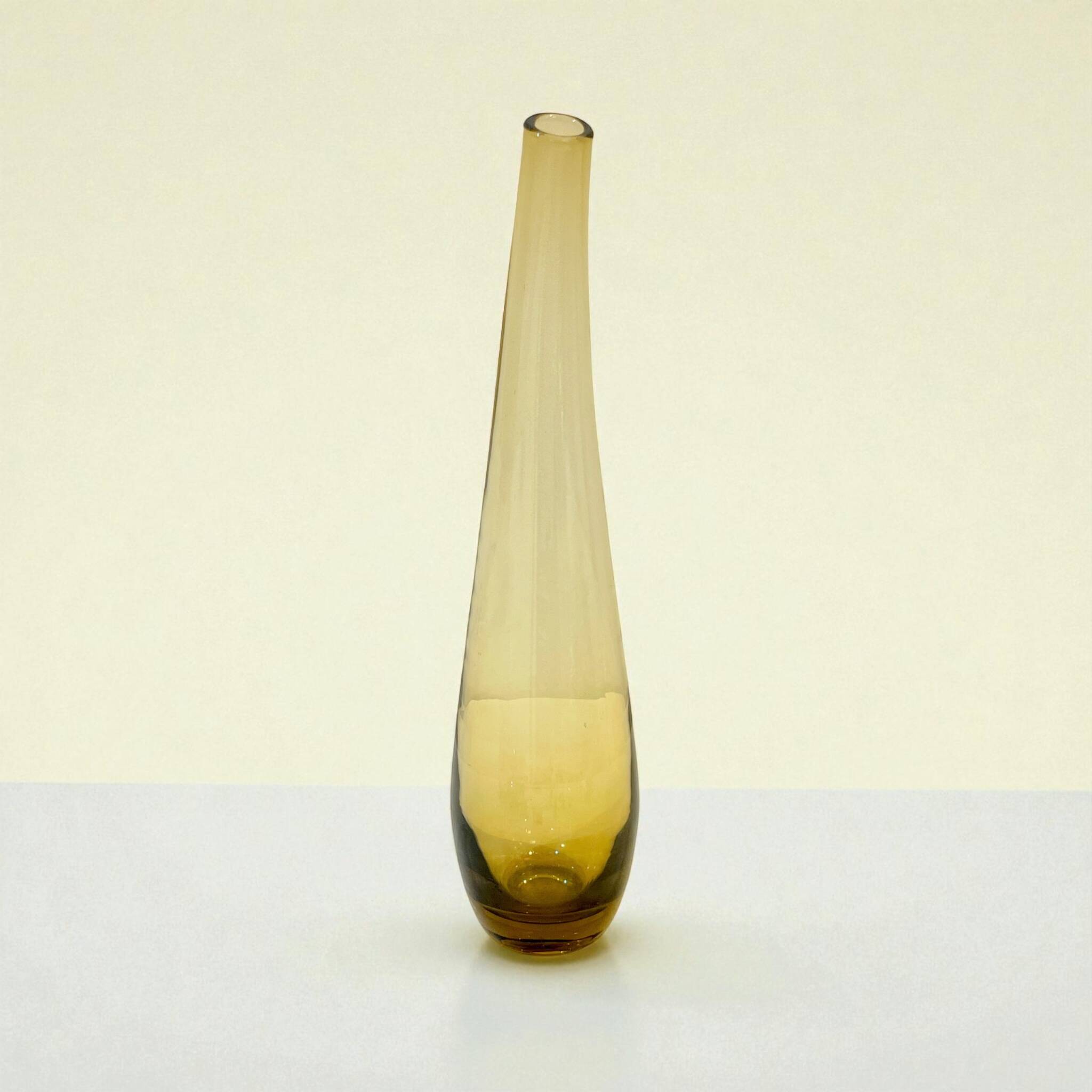 Scandinavian smoked yellow blown glass vase by Lotta Pettersson