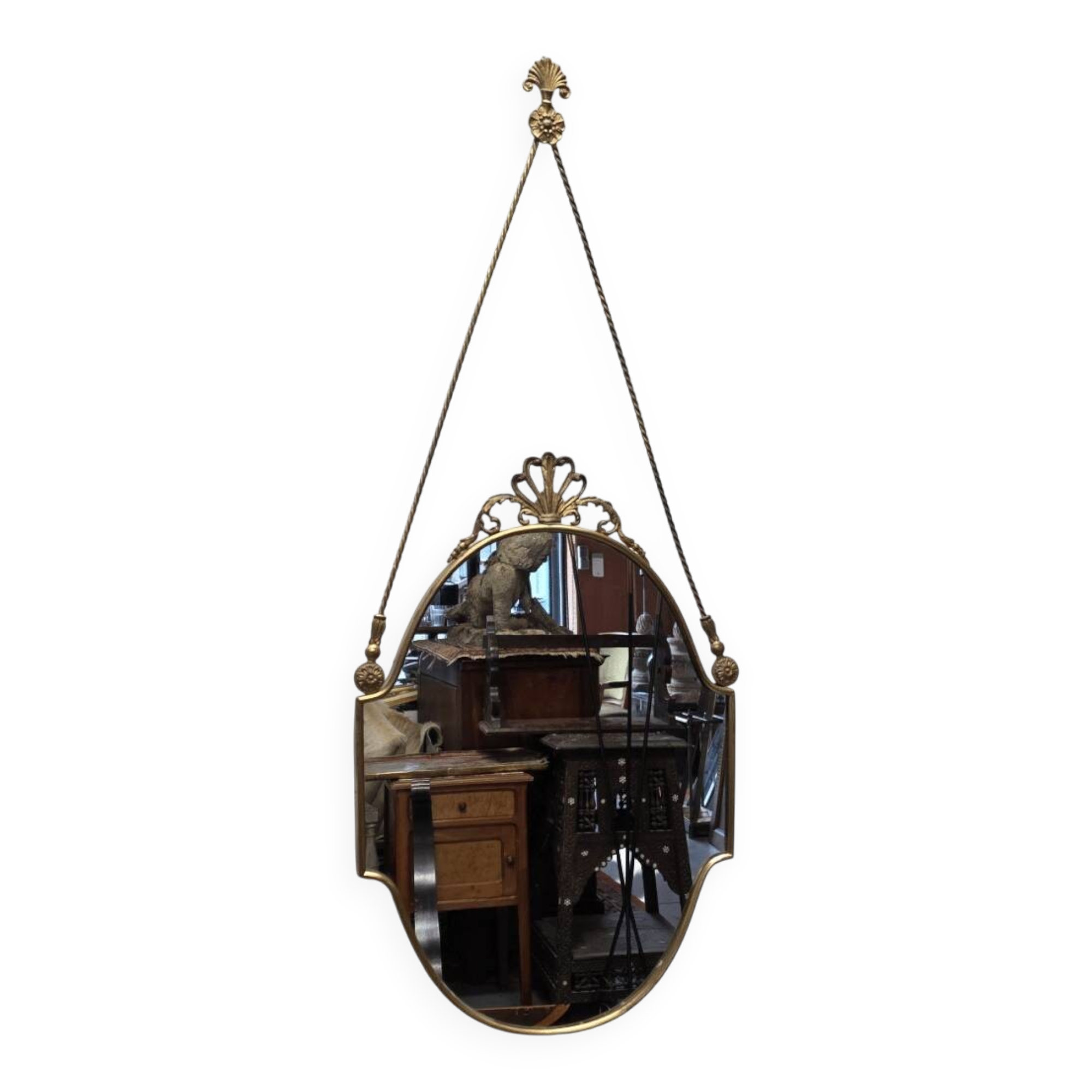 Italian Vintage Brass Mirror, 1950s