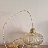 Textured amber pendant or portable lamp with pearl base