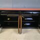 Vintage lacquer and burl wood credenza, 1980s