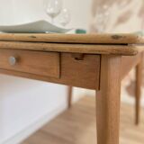 Vintage extendable dining table, wood and sage green