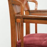 Art Nouveau design dining chair/side chair with red fabric upholstery
