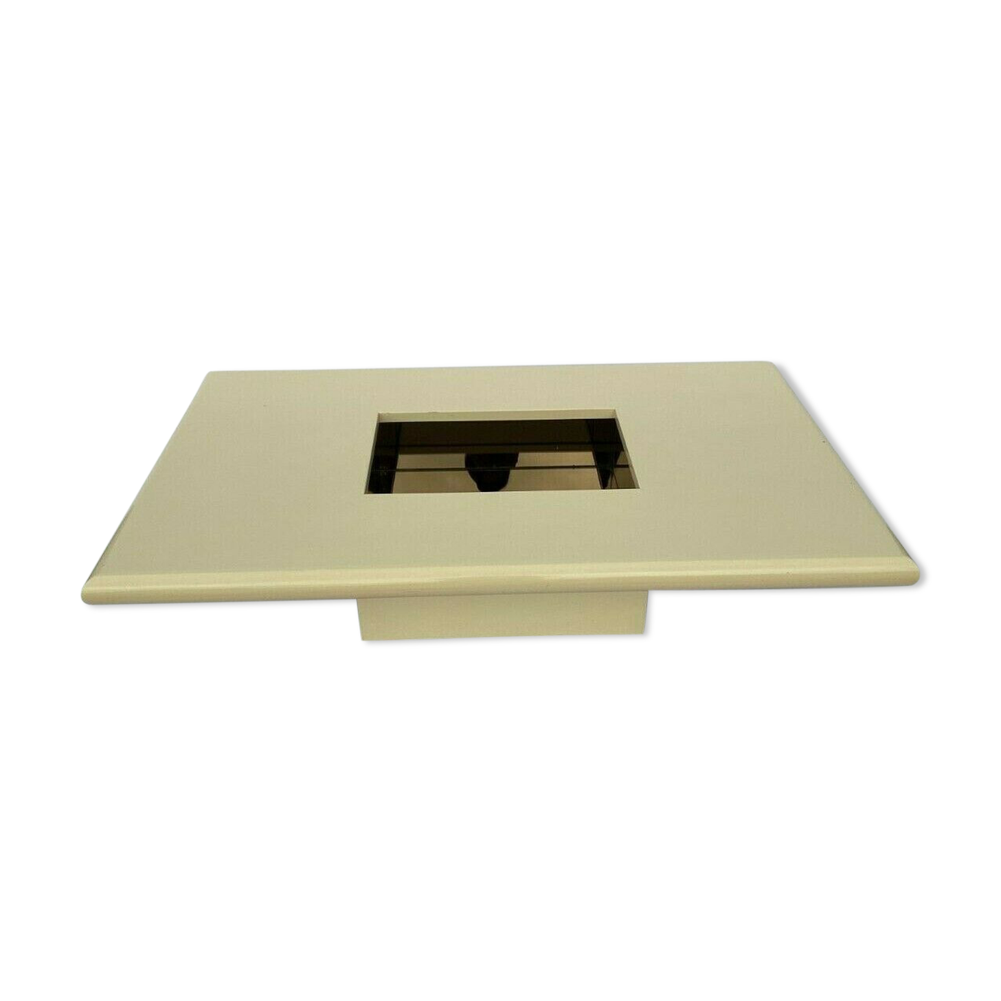 Table basse Jean ClaudeMahey laque blanche creme 1970 design vintage