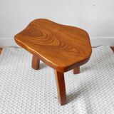Brutalist tripod stool 1960 solid elm