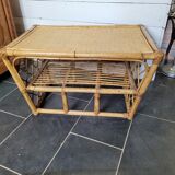 Table basse en rotin vintage