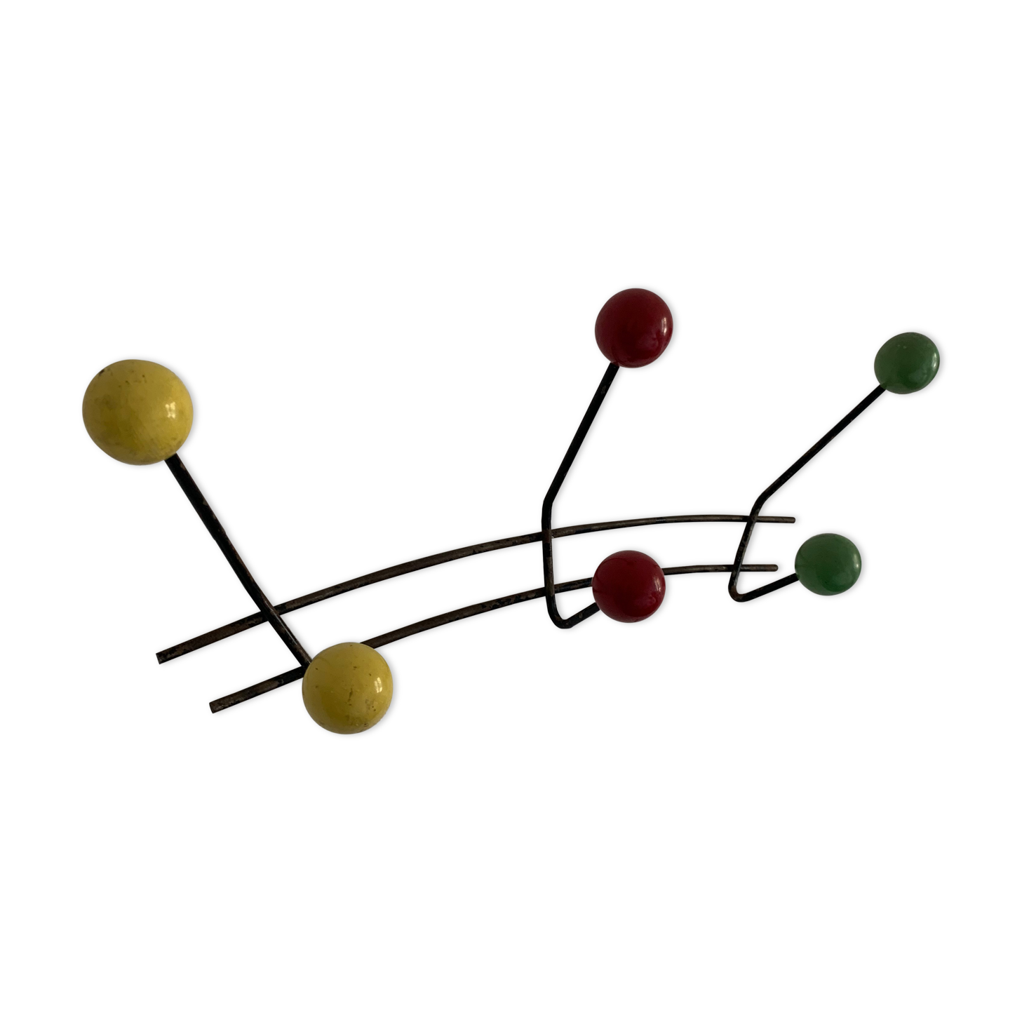Vintage coat rack 1960 6 ball patères - 50 cm