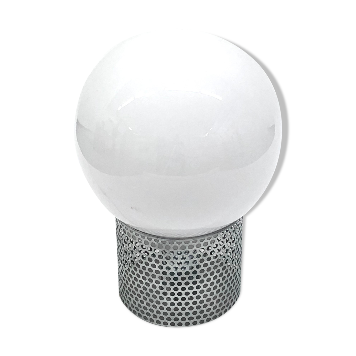 Lamp in chrome steel and opal glass by Michel Boyer for Verre Lumière