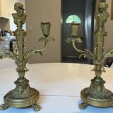 Set of two bronze candlesticks