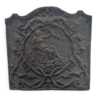 Antique cast iron fireplace plate – Louis XV Rocaille style – France 16th century
