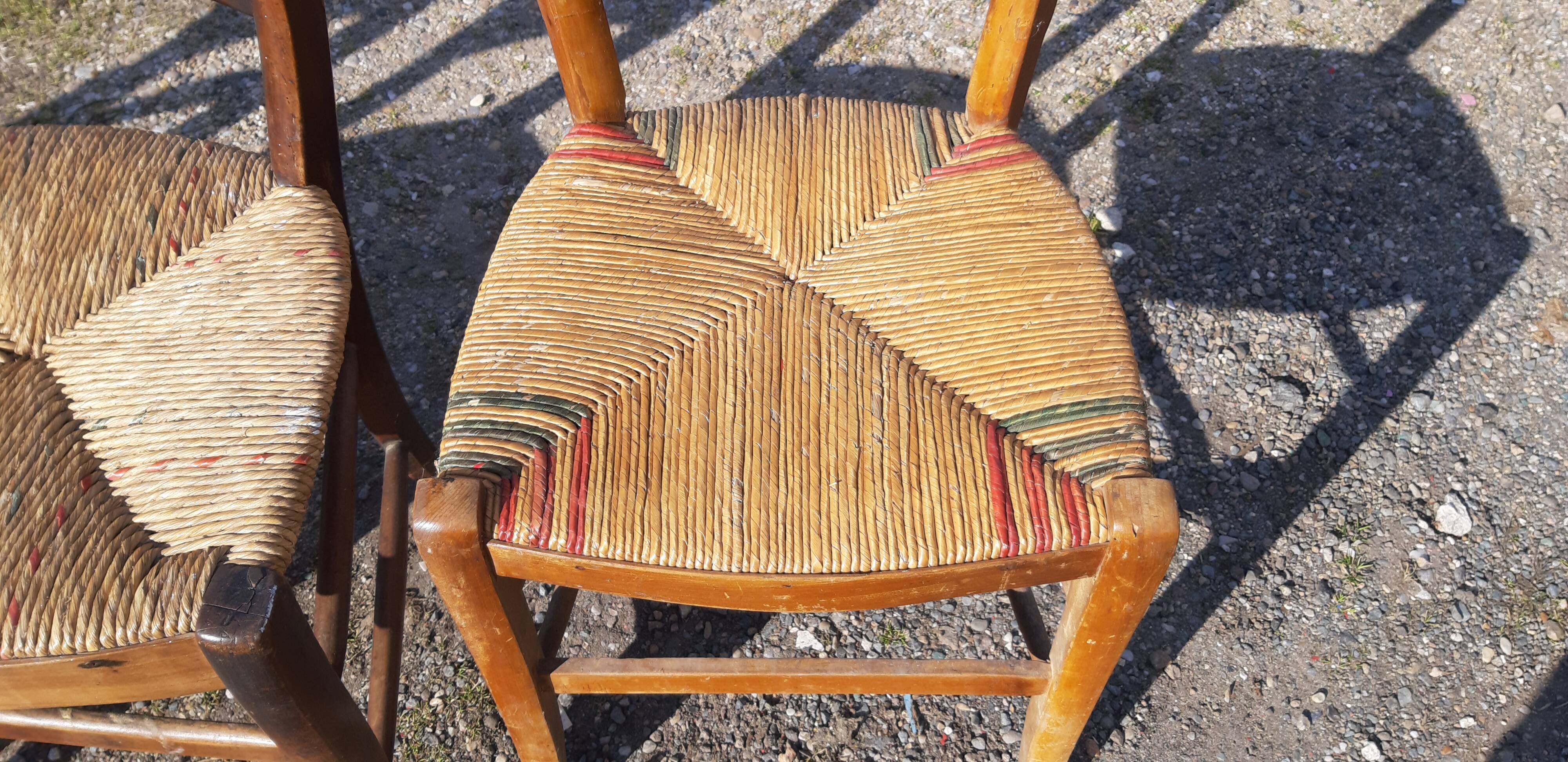 6 antique and mismatched mulched chairs