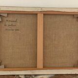 Oil on canvas, Still life "La garbure" signed and countersigned R.CAUMEL 1982