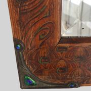 Art Nouveau mirror with hand painted peacock decoration, France ca. 1915