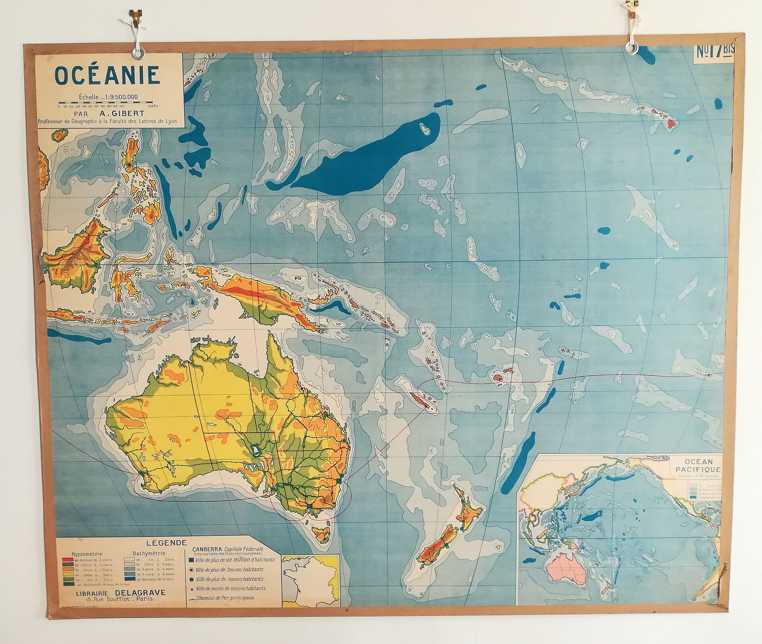 Geographical school Oceania Delagrave 60s map