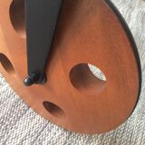 Glass coffee table on teak wheels