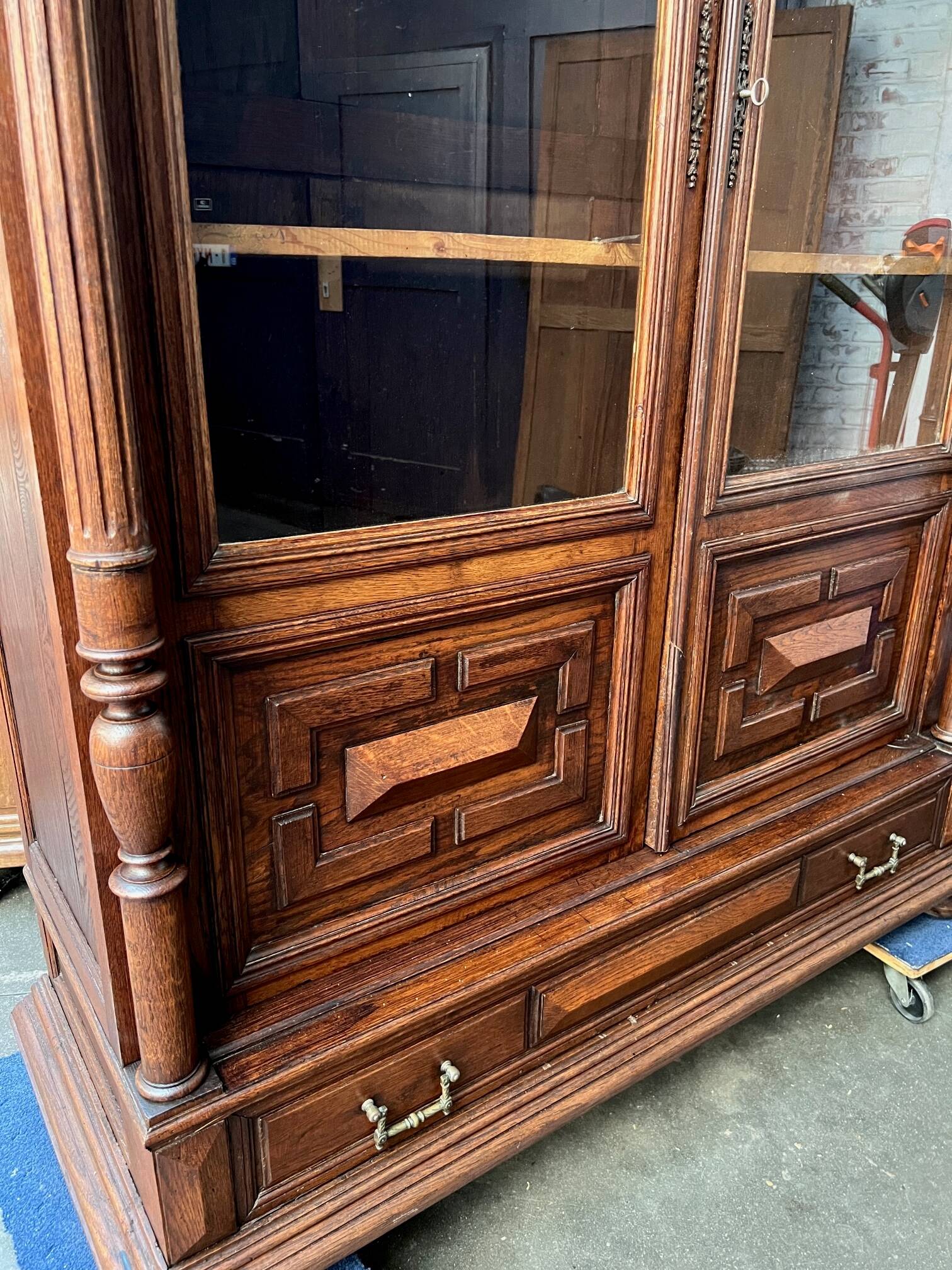 Henri II style library. Solid oak.