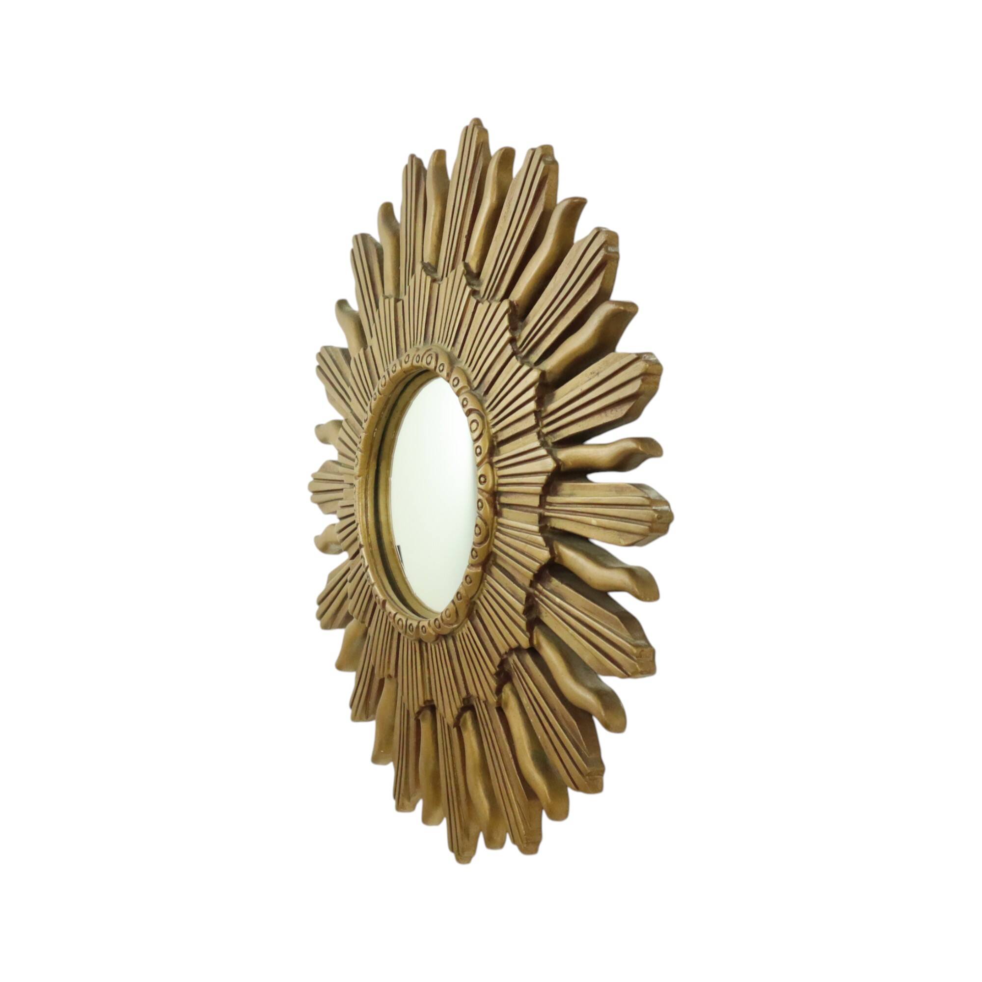Vintage Sun Mirror Sunburst Mirror Convex Gold Resin 48cm