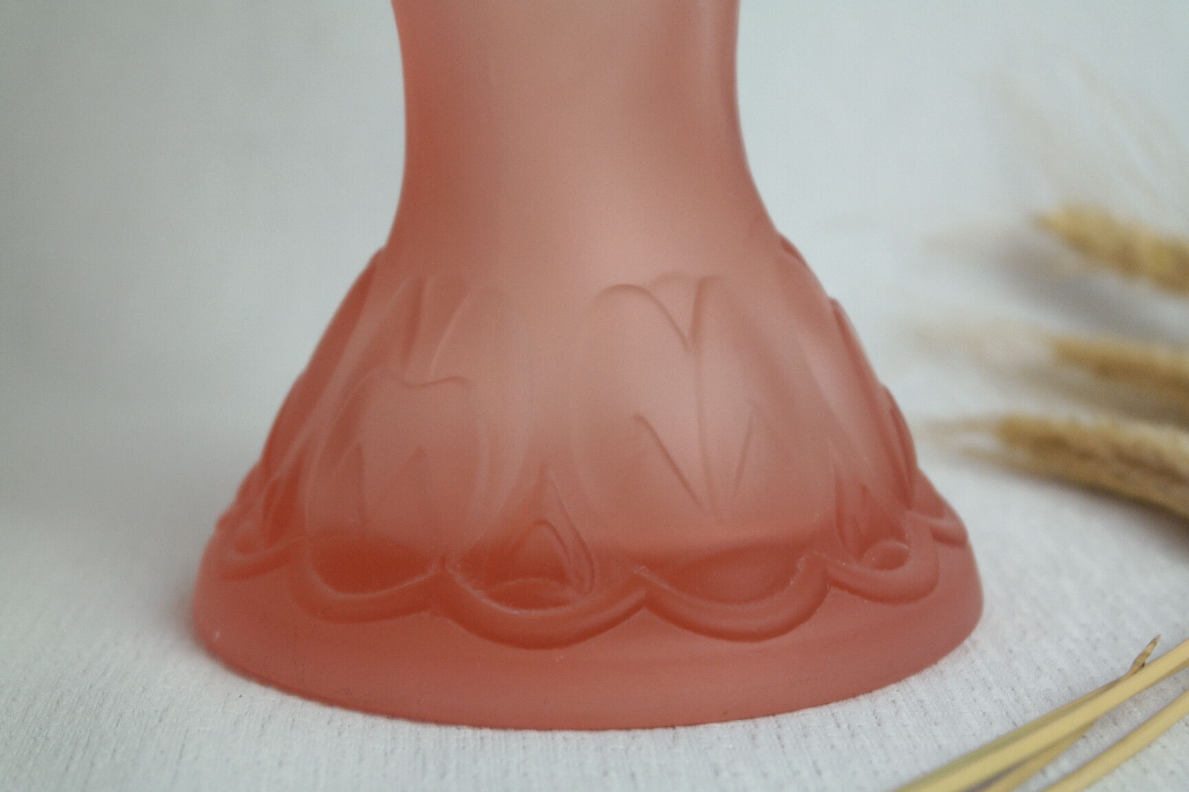 Art Deco vase, rose, hand-painted, frosted glass.