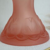Art deco vase pink hand torch frosted glass