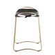 4 contemporary kitchen bar stools, in brass-plated metal and leather.
