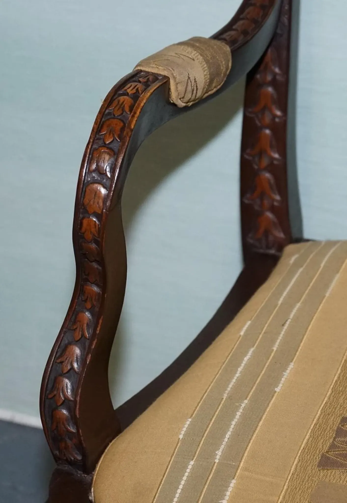 Heavily Carved Anglo-Indian Wooden Armchair