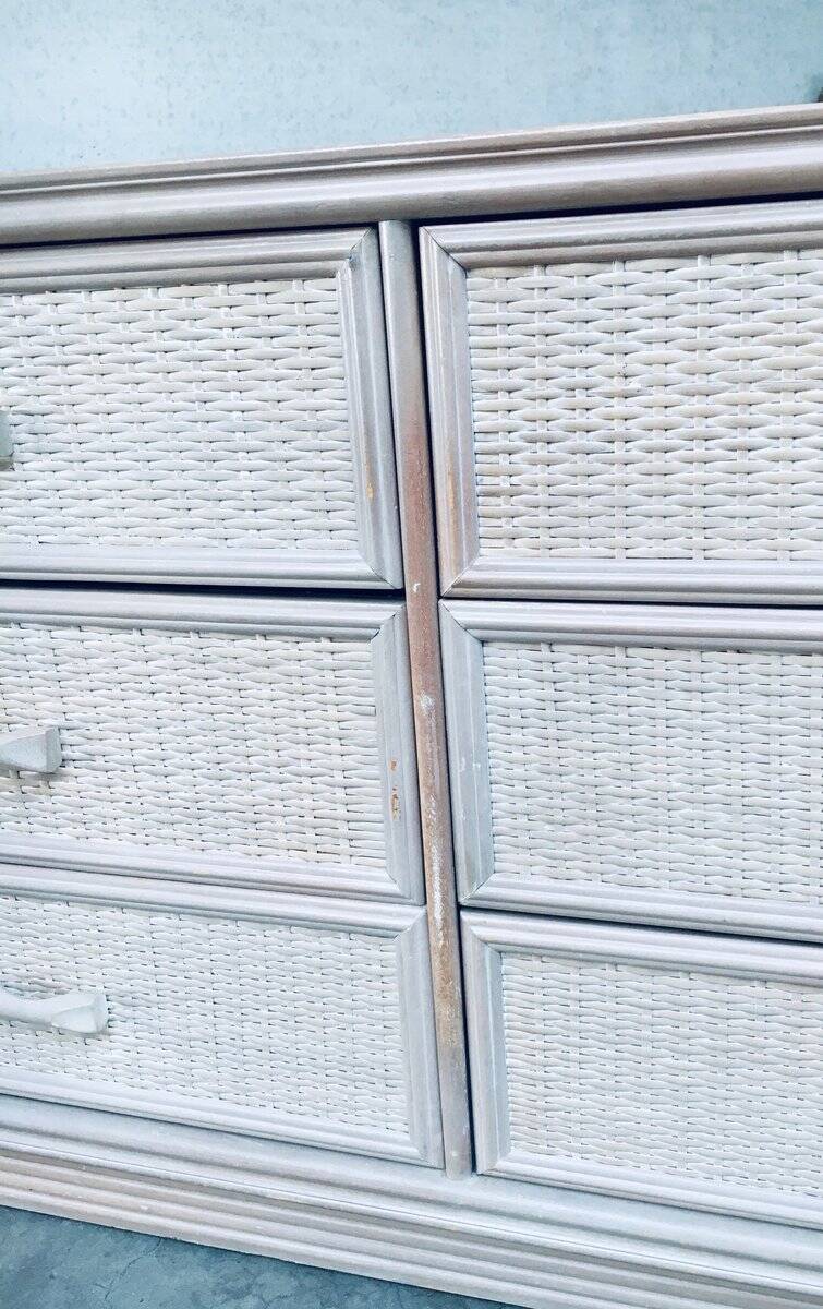 Washed Rattan Chest of Drawers, 1980s