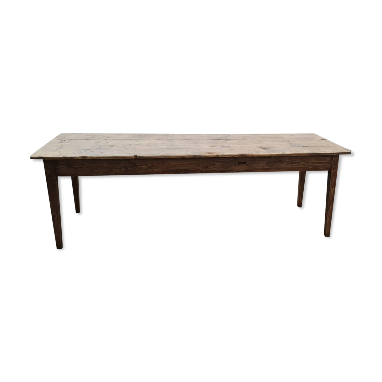 Large antique farmhouse table with a drawer