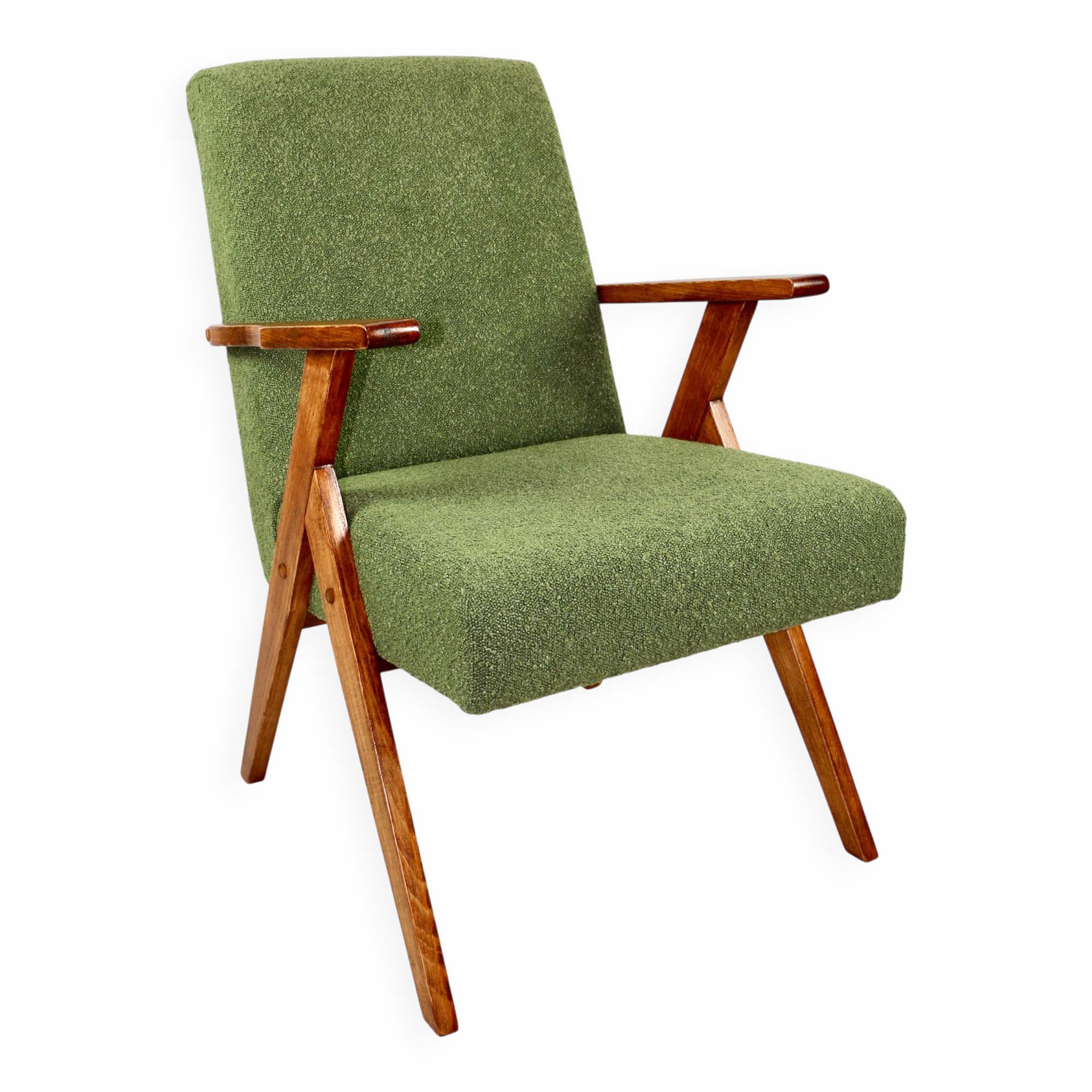 Armchair chair like Puchała armchair boucle green - 2 pieces available
