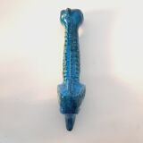 Dachshund dog statue, vintage, by Aldo Londi for Bitossi, Rimini blue series.