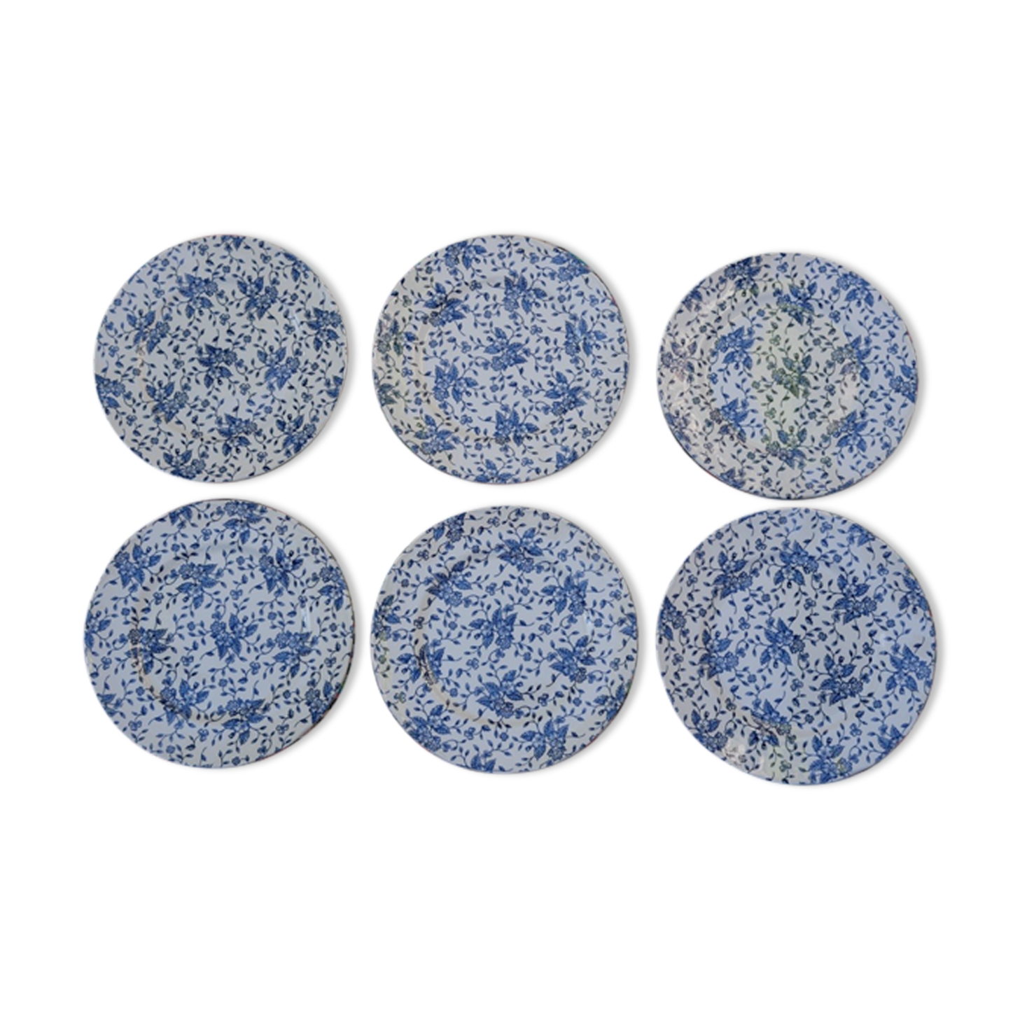 6 plates flat flowers vintage by Grindley