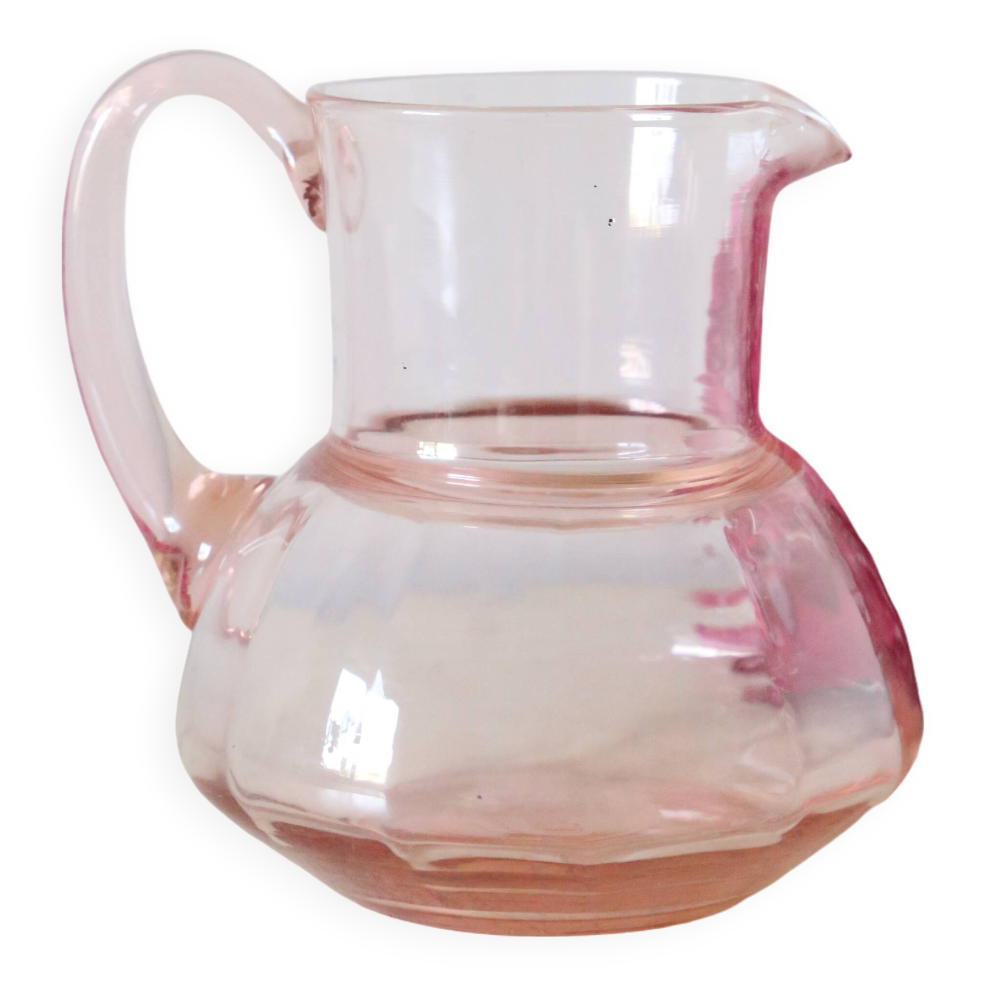 Antique pink glass pitcher
