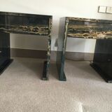 Lot de 2chevets en laque d'ambre bleu