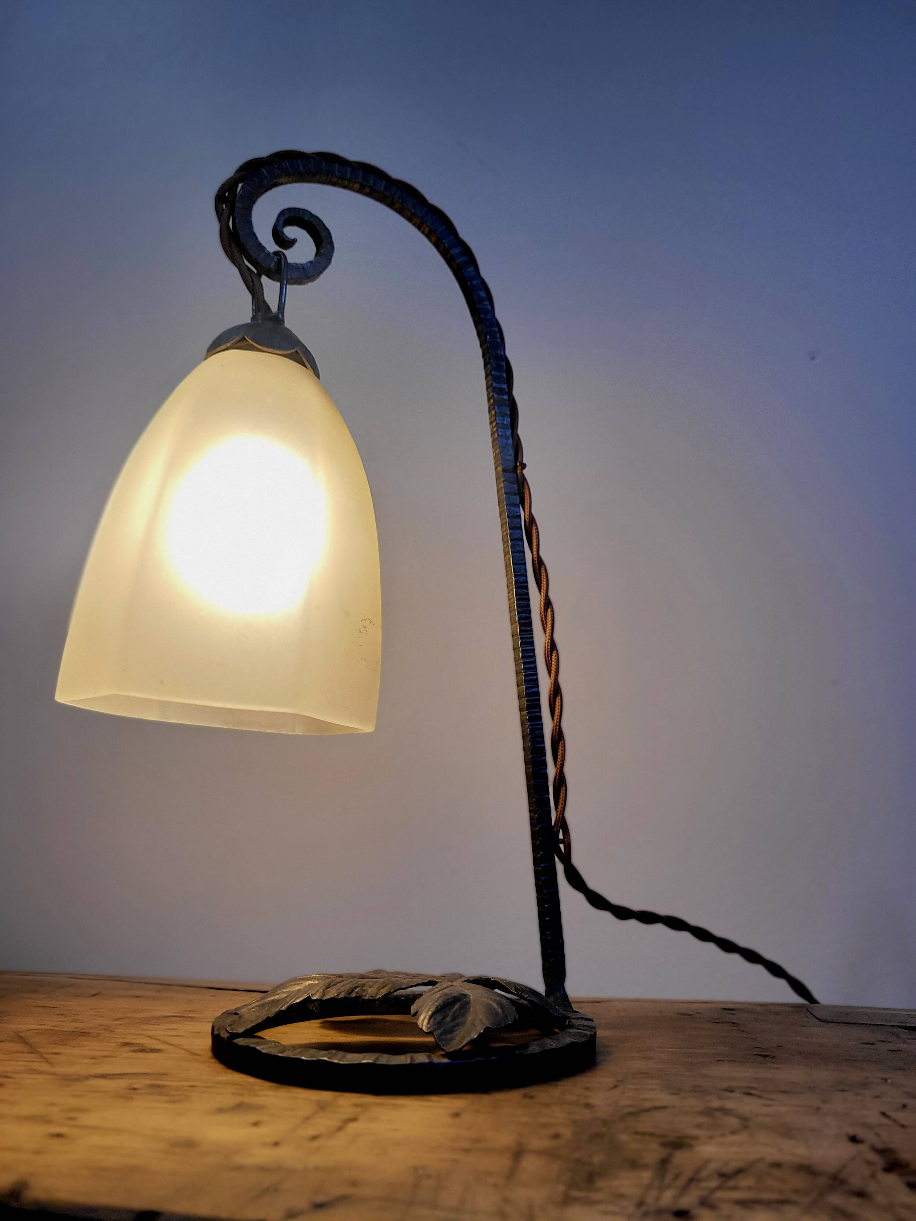 Wrought iron lamp, early 20th century
