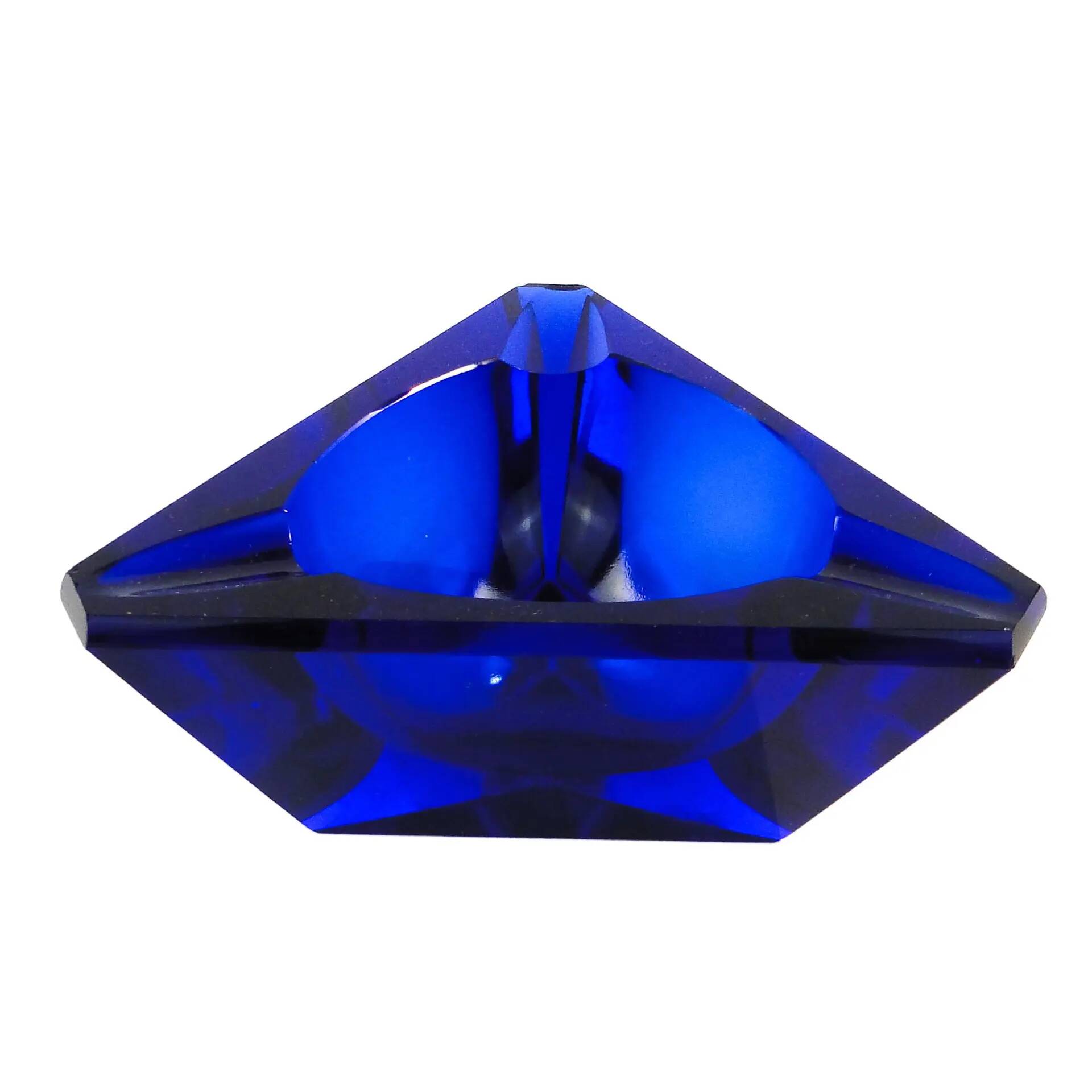 Art Deco ashtray, cobalt crystal, Moser, Czechoslovakia, 1950s