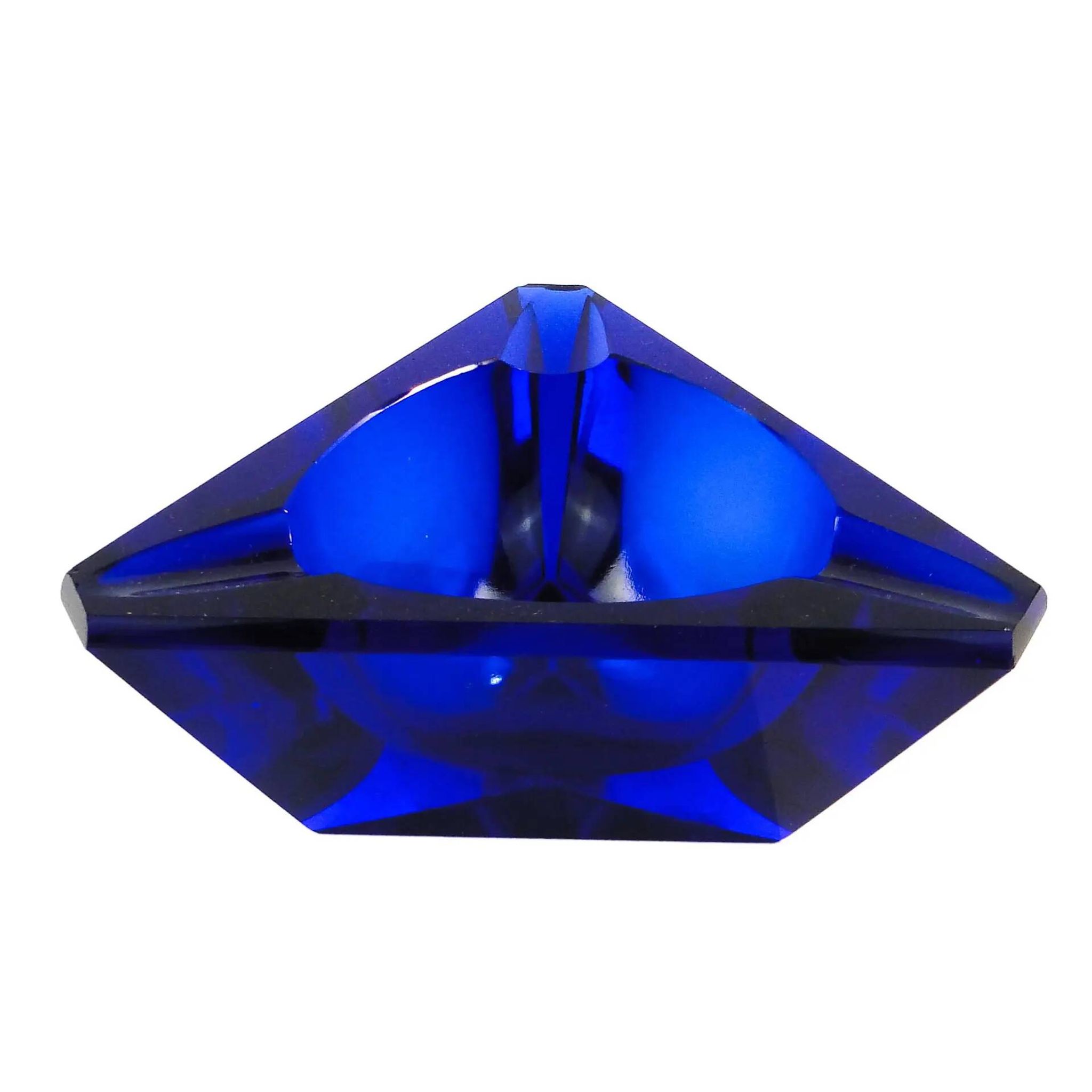 Art Deco ashtray, cobalt crystal, Moser, Czechoslovakia, 1950s
