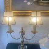 Set of 2 crystal lamps with mother-of-pearl shades