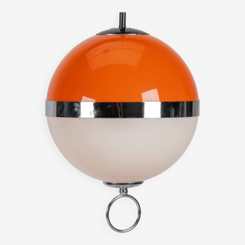 Lampe à suspension sphère boule orange Space Age