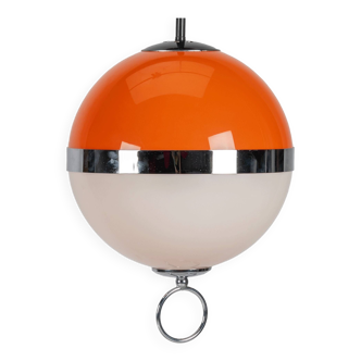 Lampe à suspension sphère boule orange Space Age