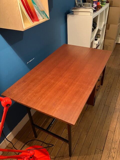 Vintage desk 60s wood and metal