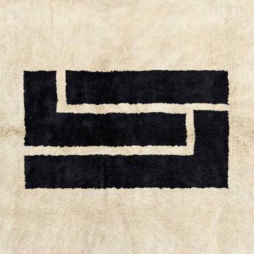 Tapis blanc-noir fait main traditionnelle 250cmx150cm