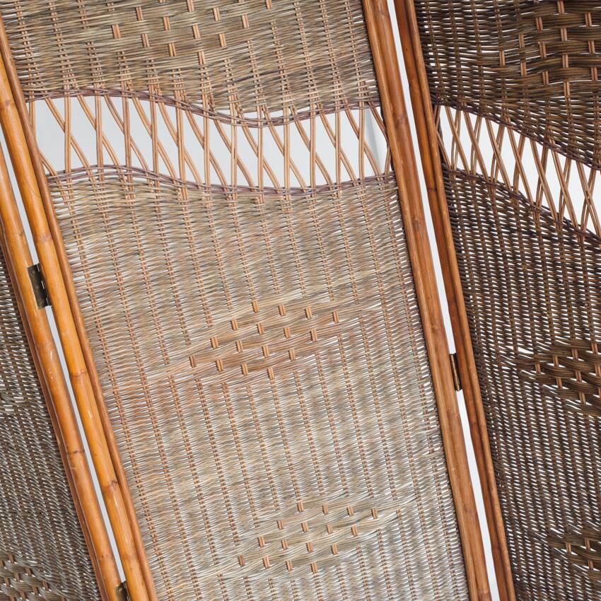 Vintage cane or rattan and wicker room divider. France, 1980s-90s