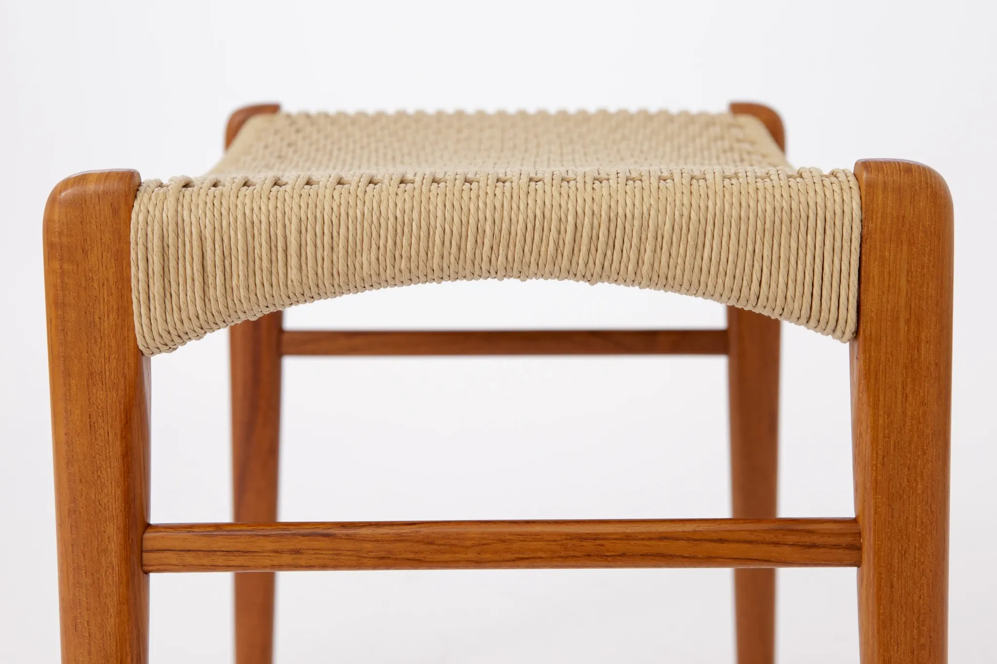 Arne Wahl Iversen Teak Ottoman, Danish Mid-Century Footstool, 1960s-1970s