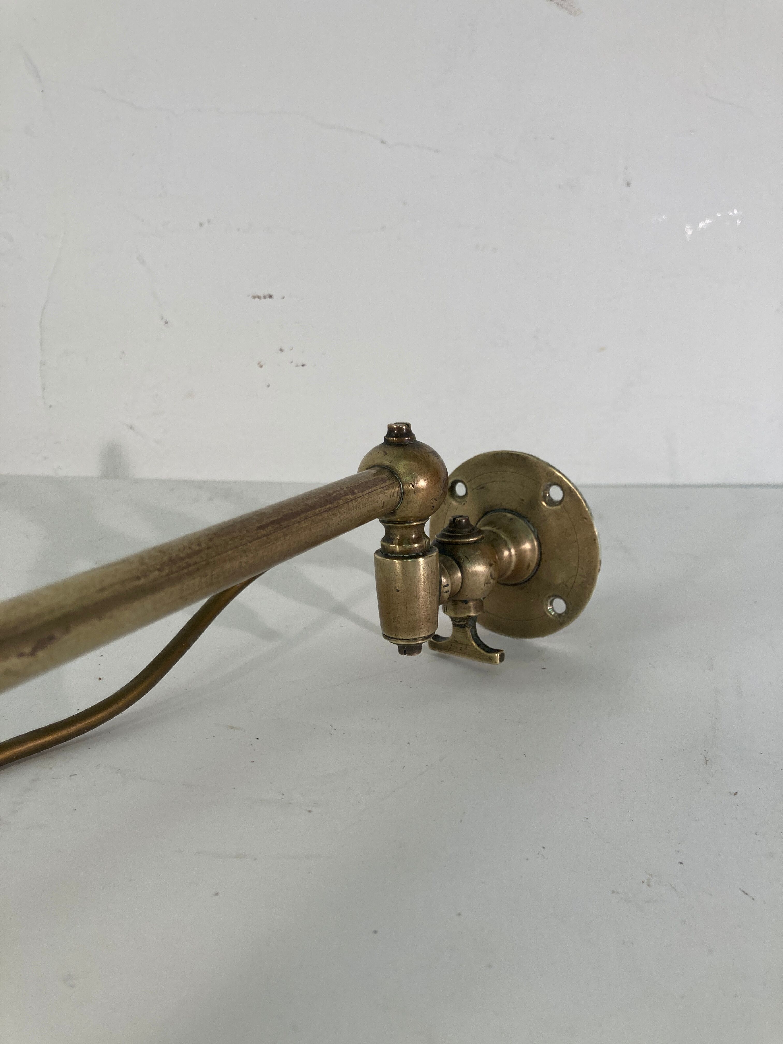 Brass and opaline art deco swing swivel wall lamp