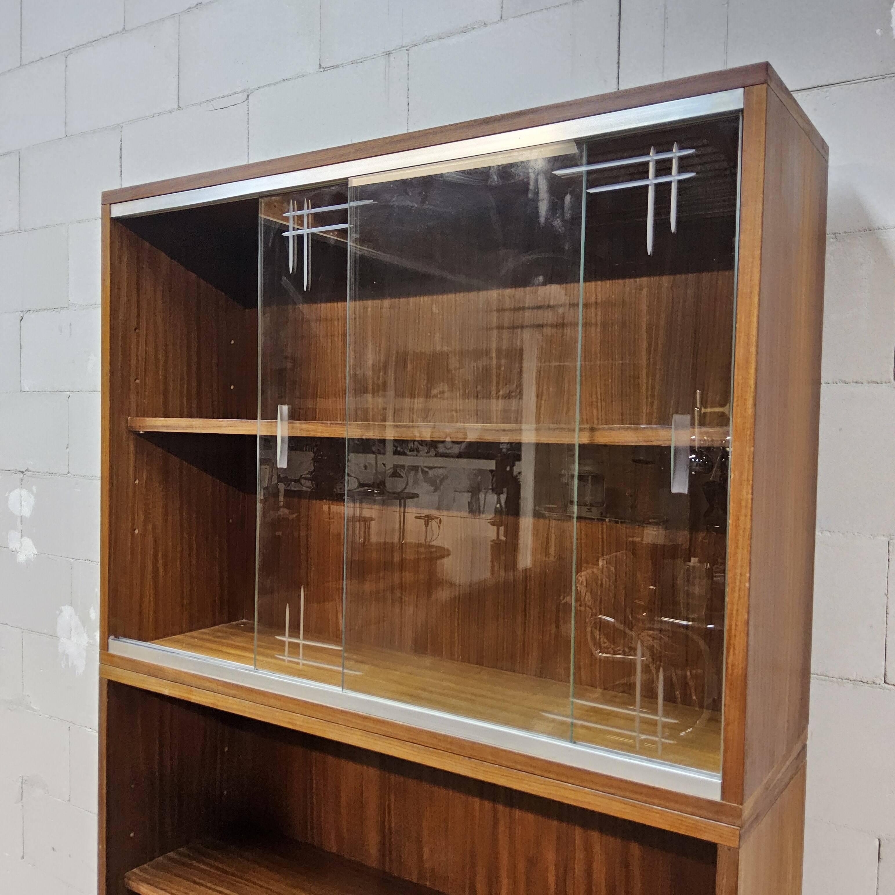 Vintage 60s teak bookcase drinks cabinet (display cabinet) 3 parts