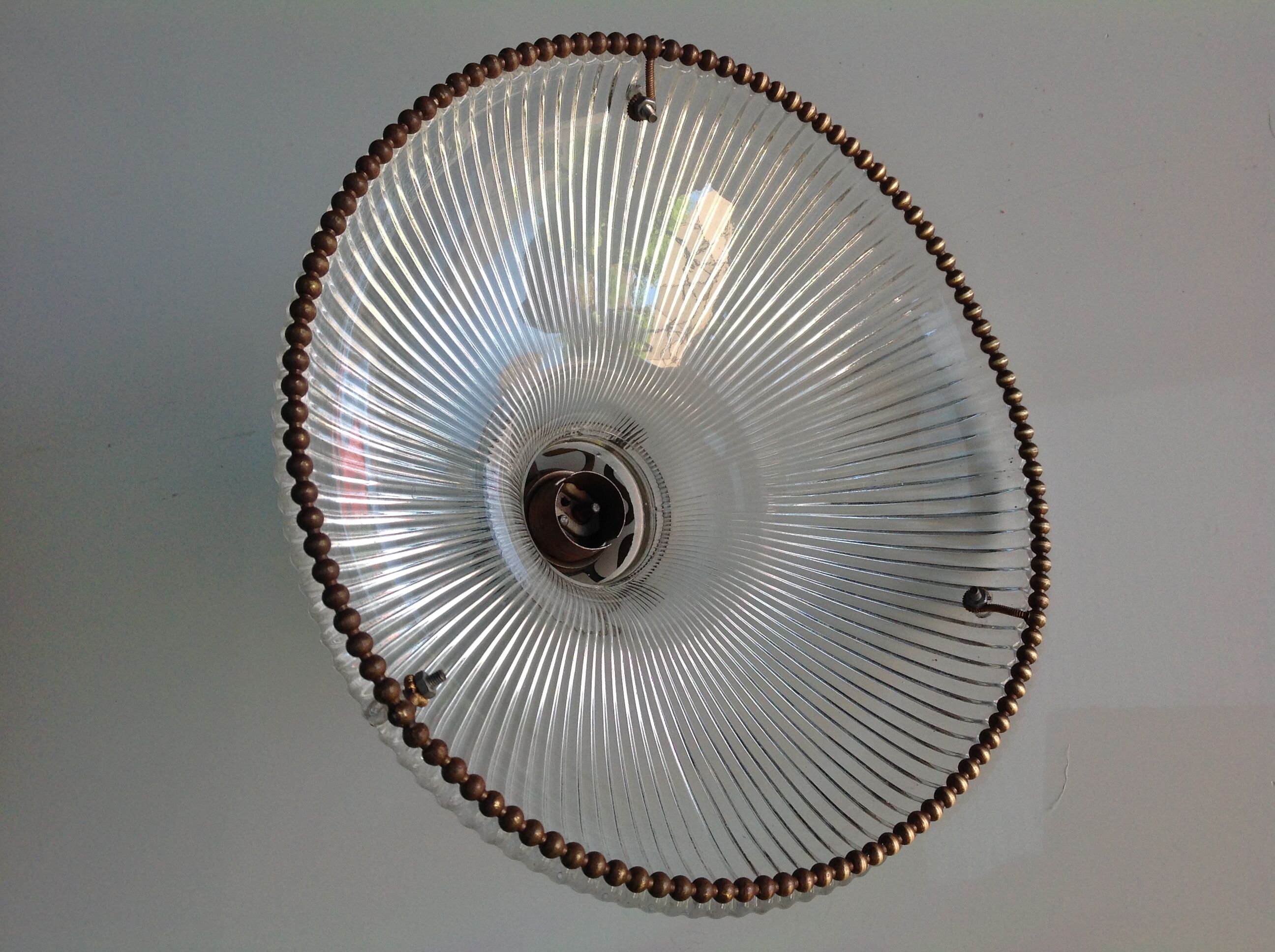 Glass and brass hanging lamp