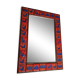 Large wood mirror and ceramic tiles vintage mosaic 59x35cm