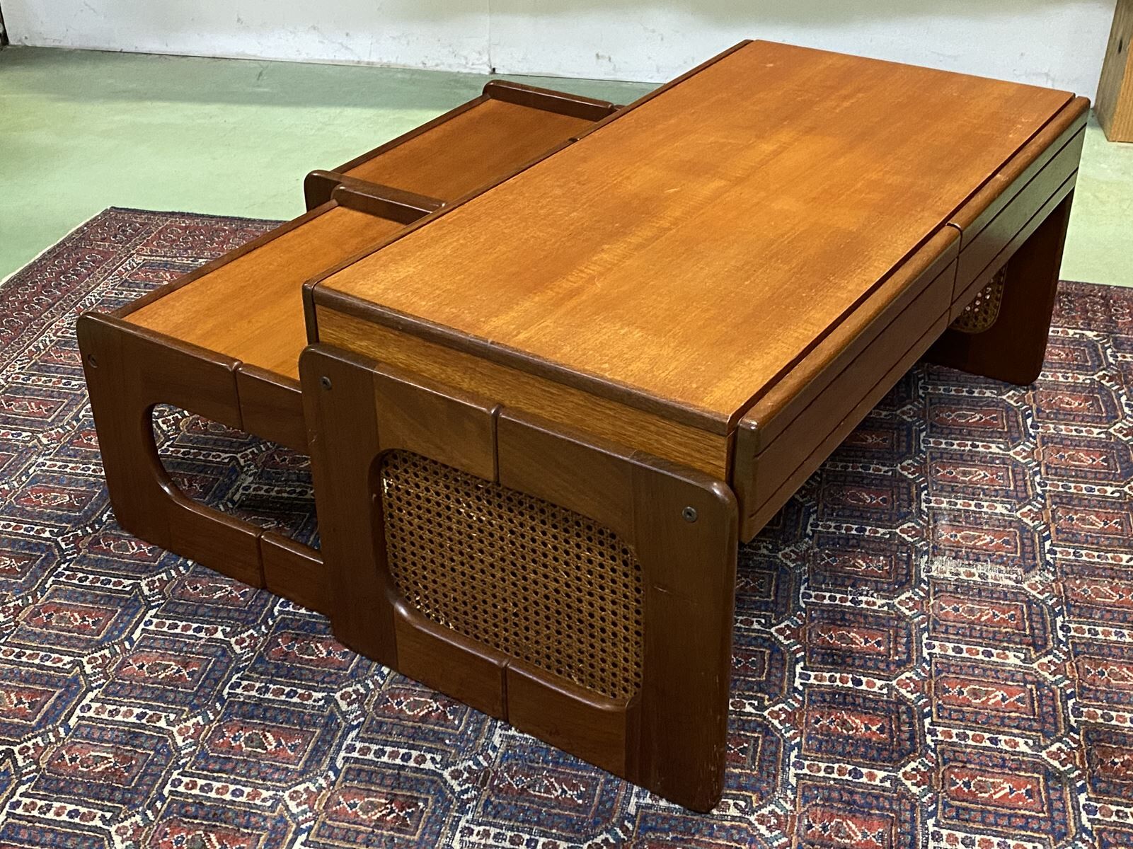 Coffee table with 2 tables in teak - 70s