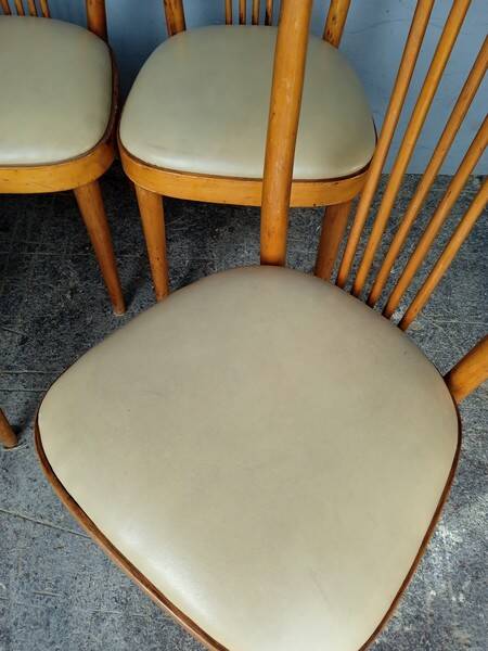 4 designer chairs in bent beech ep 1950 Italy