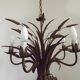 Vintage Hollywood Regency Wheat Sheaf Gold Gilt Metal 5 Light Chandelier